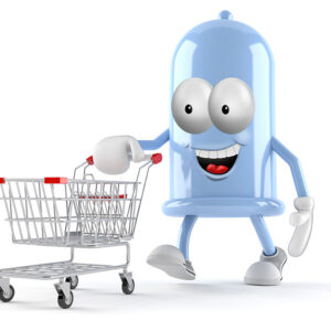 Condom toon isolated on white background