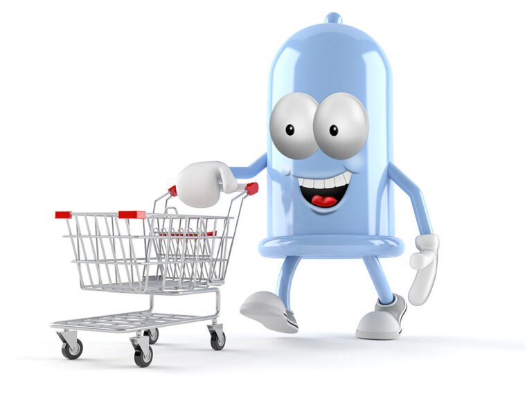 Condom toon isolated on white background