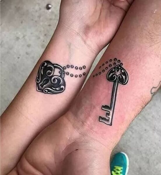 Lock and key tattoo